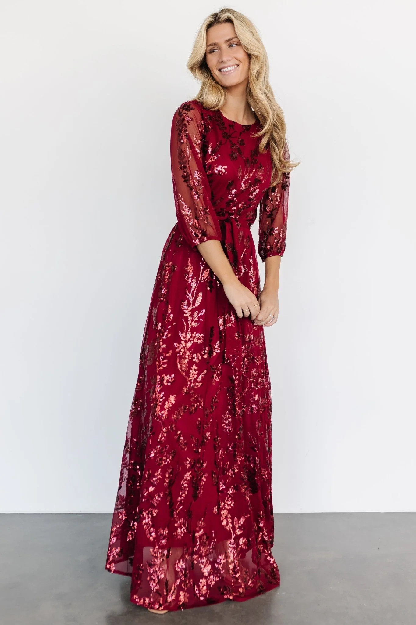 Destiny Sequin Maxi Dress | Wine | Baltic Born