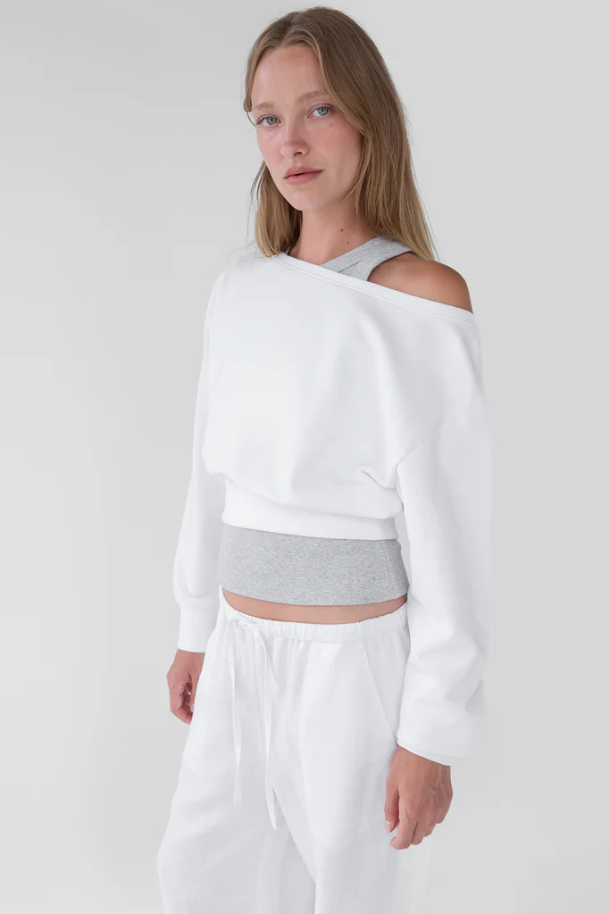 COTTON FRENCH TERRY CROPPED SWEATSHIRT | OAK + FORT
