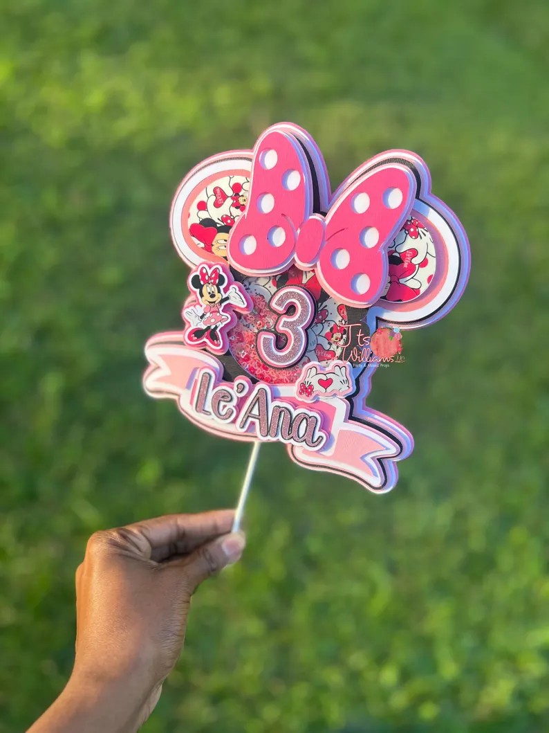 Minnie Mouse 3D Shaker Cake Topper, Birthday Party Decor, Pink Birthday Celebration, Centerpiece ... | Etsy (Global)