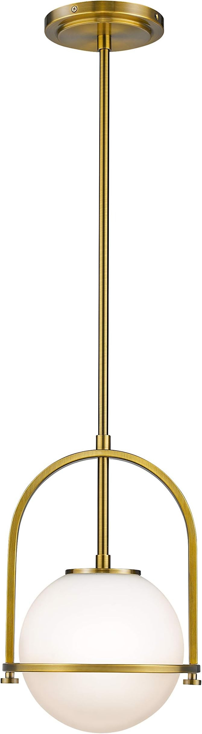 Modern Globe Pendant Lights, LMS 1-Light Hanging Light Fixture, Brushed Brass Finished with White... | Amazon (US)