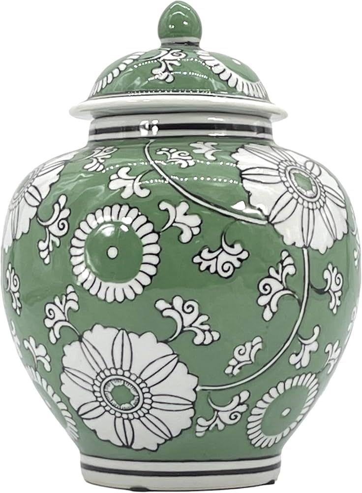 Galt International Green Floral Chinoiserie Ginger Jar 10" with Lid - Ginger Jar, Tea Storage, De... | Amazon (US)