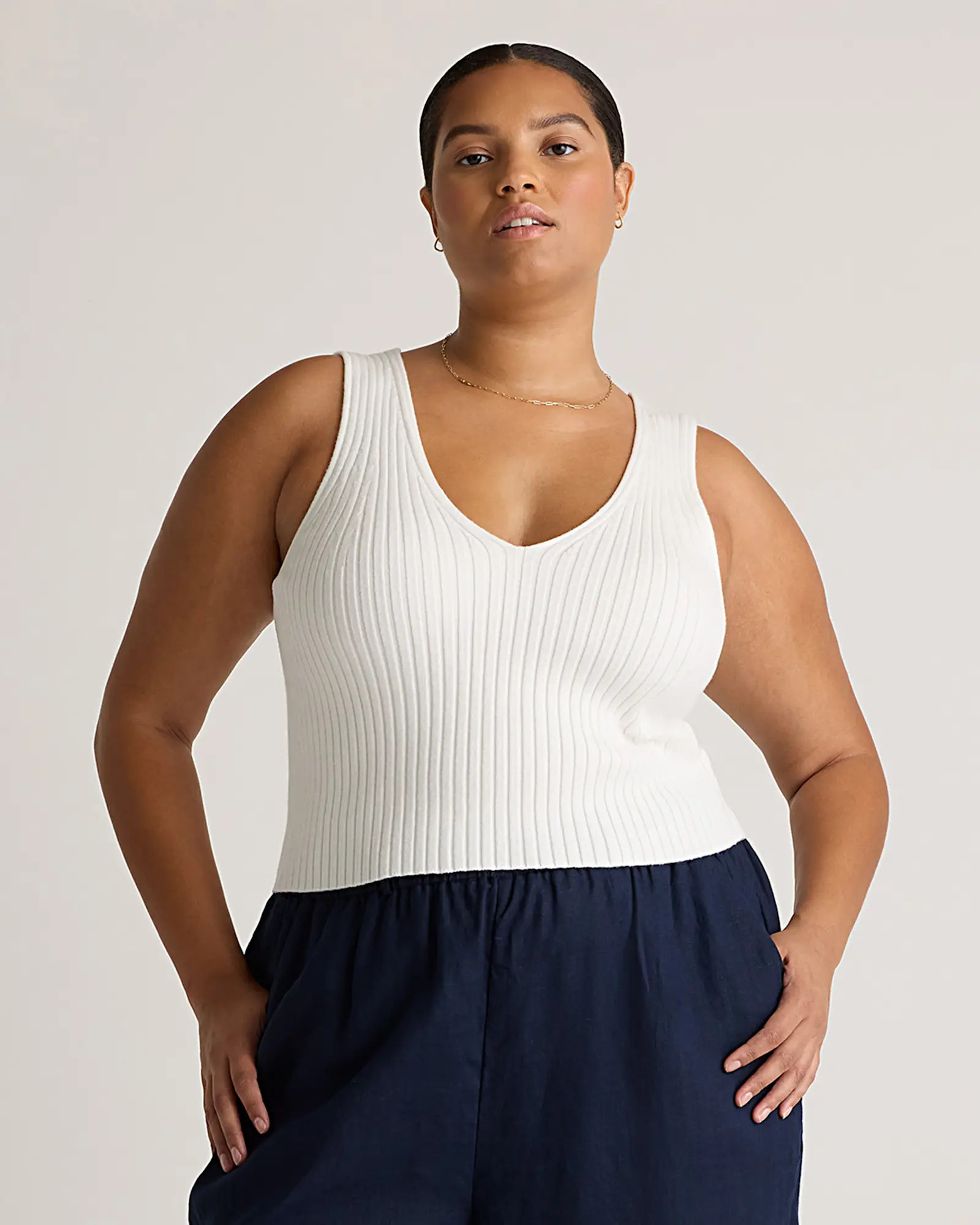 Eco-Knit Cropped Sweater Tank in Ivory | Quince