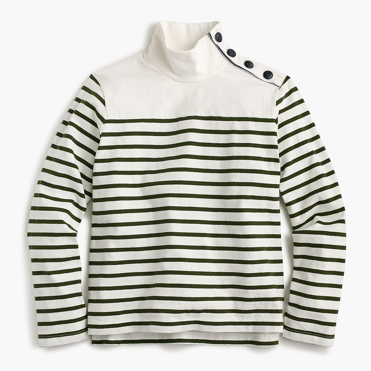 Striped button-shoulder turtleneck | J. Crew US