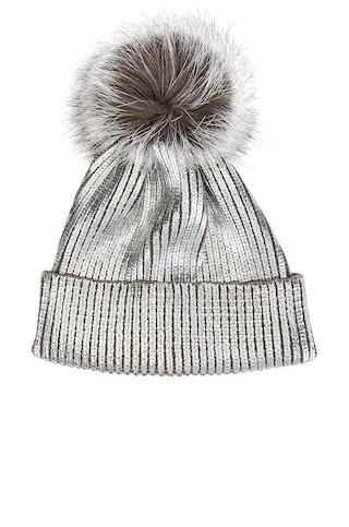 Metallic Pom Hat in Silver | Revolve Clothing (Global)