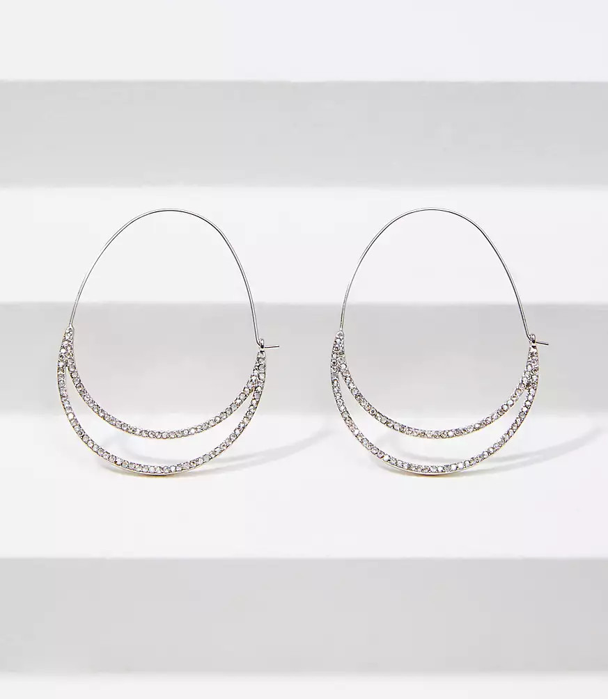 Double Framed Pull Through Hoop Earrings | LOFT