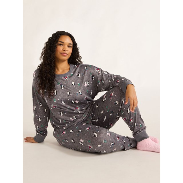 Joyspun Women's Pajama Top, Joggers and Socks Gift Set, 3-Piece, Sizes S-3X - Walmart.com | Walmart (US)