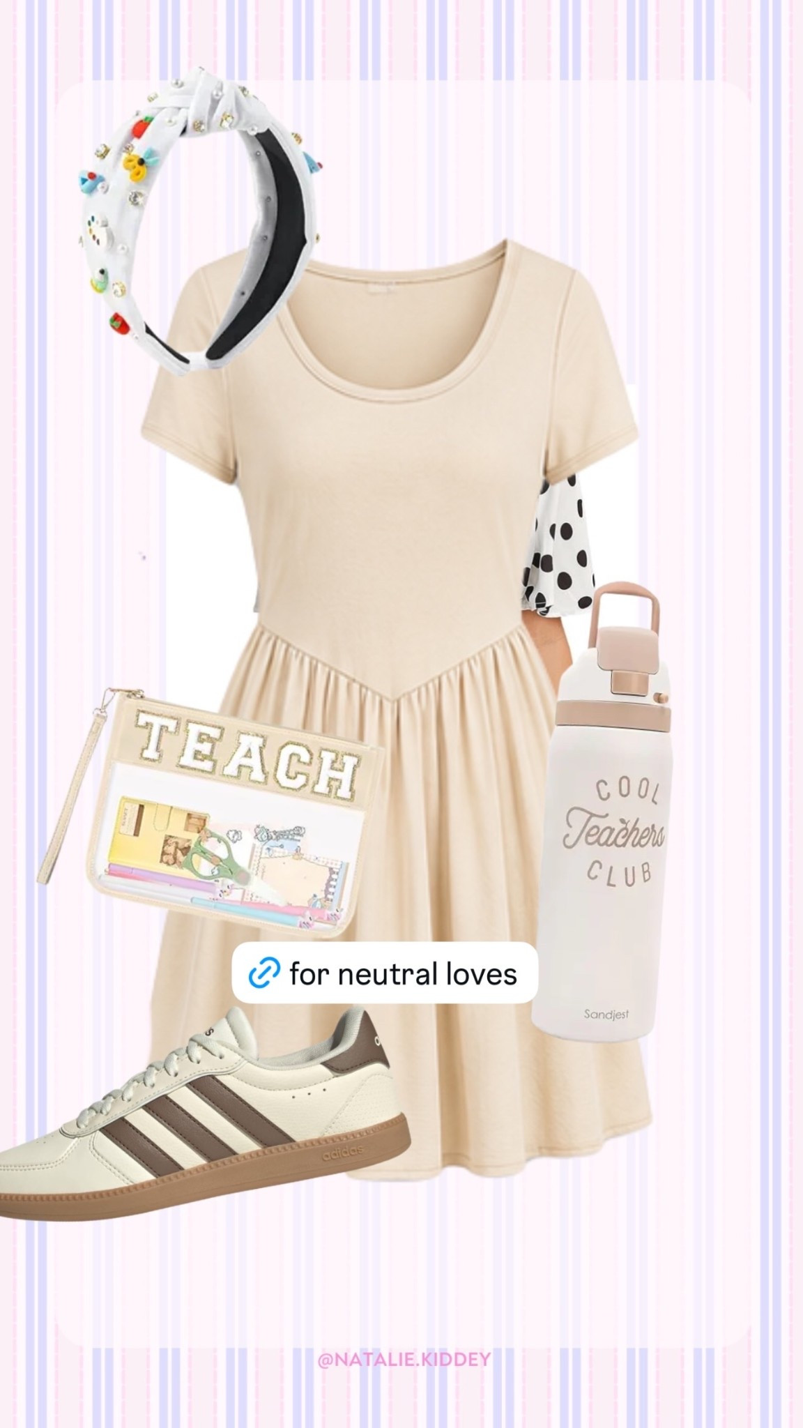 Fun Teacher outfit idea for fall! I love this neutral dress and teacher headband with teacher accessories!

#LTKSeasonal #LTKSaleAlert #LTKootd