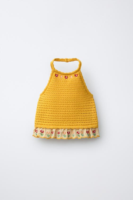 EMBROIDERED FLORAL KNIT TOP | Zara US