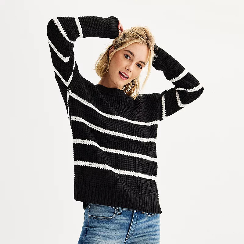 Juniors' SO® Waffle Crewneck Sweater | Kohl's