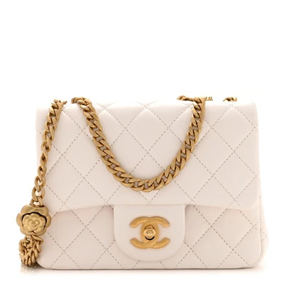 Lambskin Quilted Mini Sweet Camellia Flap White | FASHIONPHILE (US)