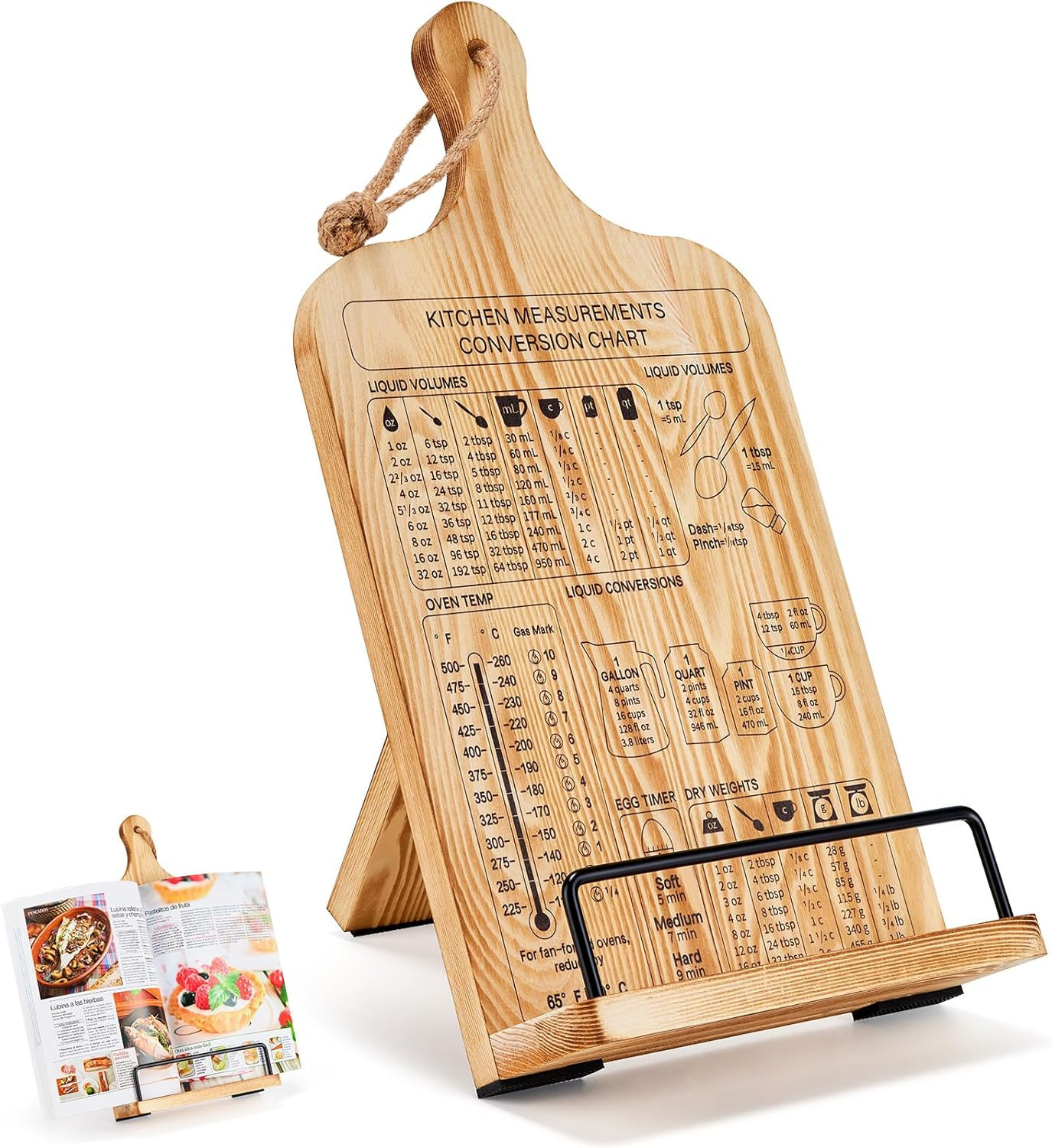 Book Stand Holder, Wooden Recipe Book Stand, Cookbook Stand for Kitchen Counters, Foldable Hangab... | Amazon (UK)