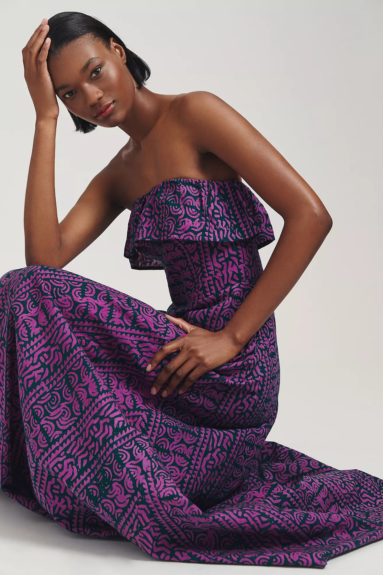 Kahindo Strapless Ruffled Maxi Dress | Anthropologie (US)