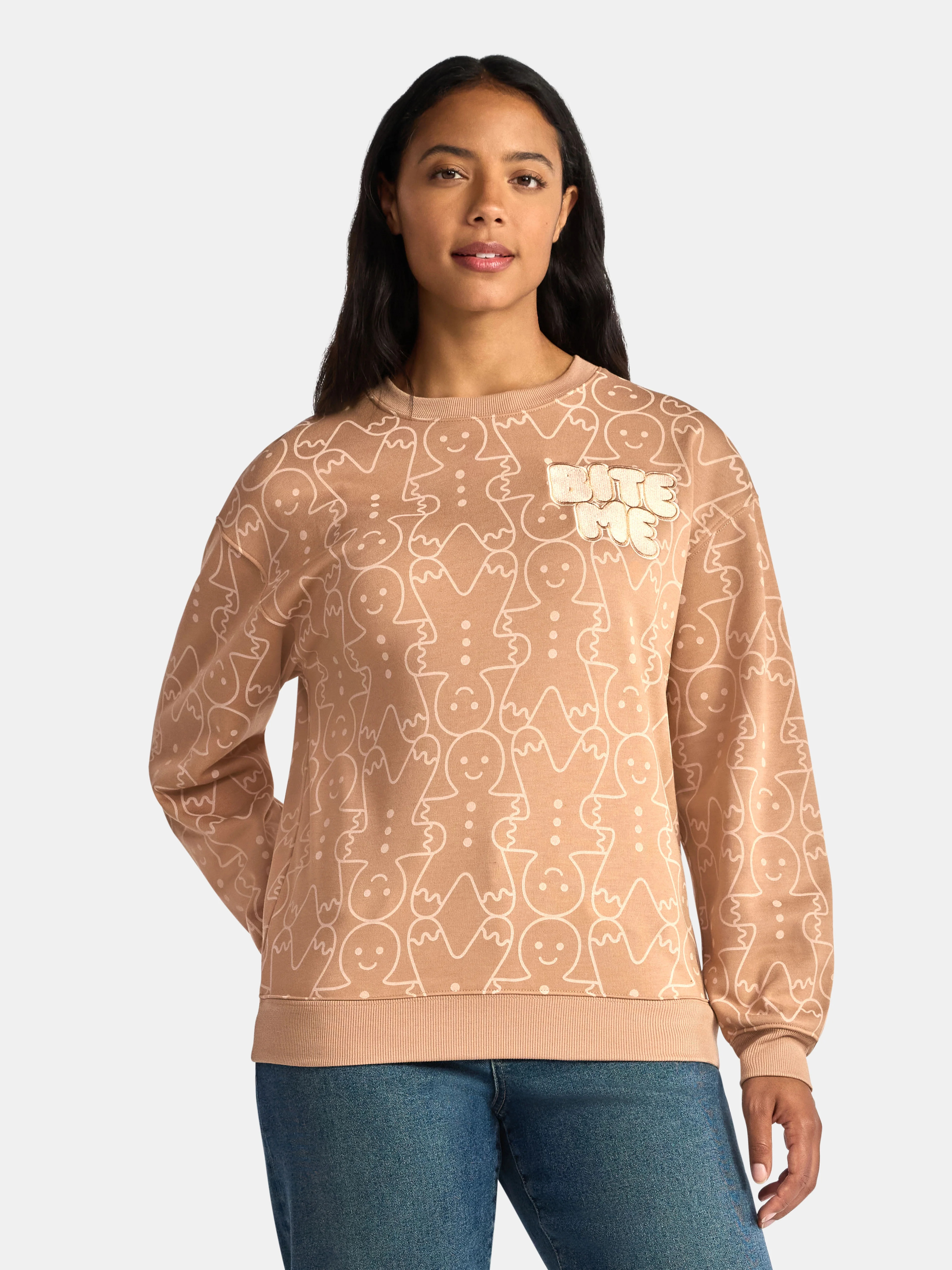 Gingerbread Man Women's Graphic Print Sweatshirt with Long Sleeves, Sizes XXS-XXL | Walmart (US)