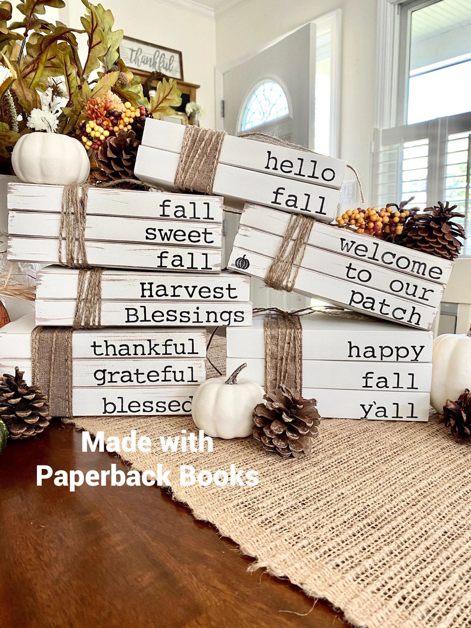 Fall book stack fall stamped book fall decor decorative | Etsy | Etsy (US)
