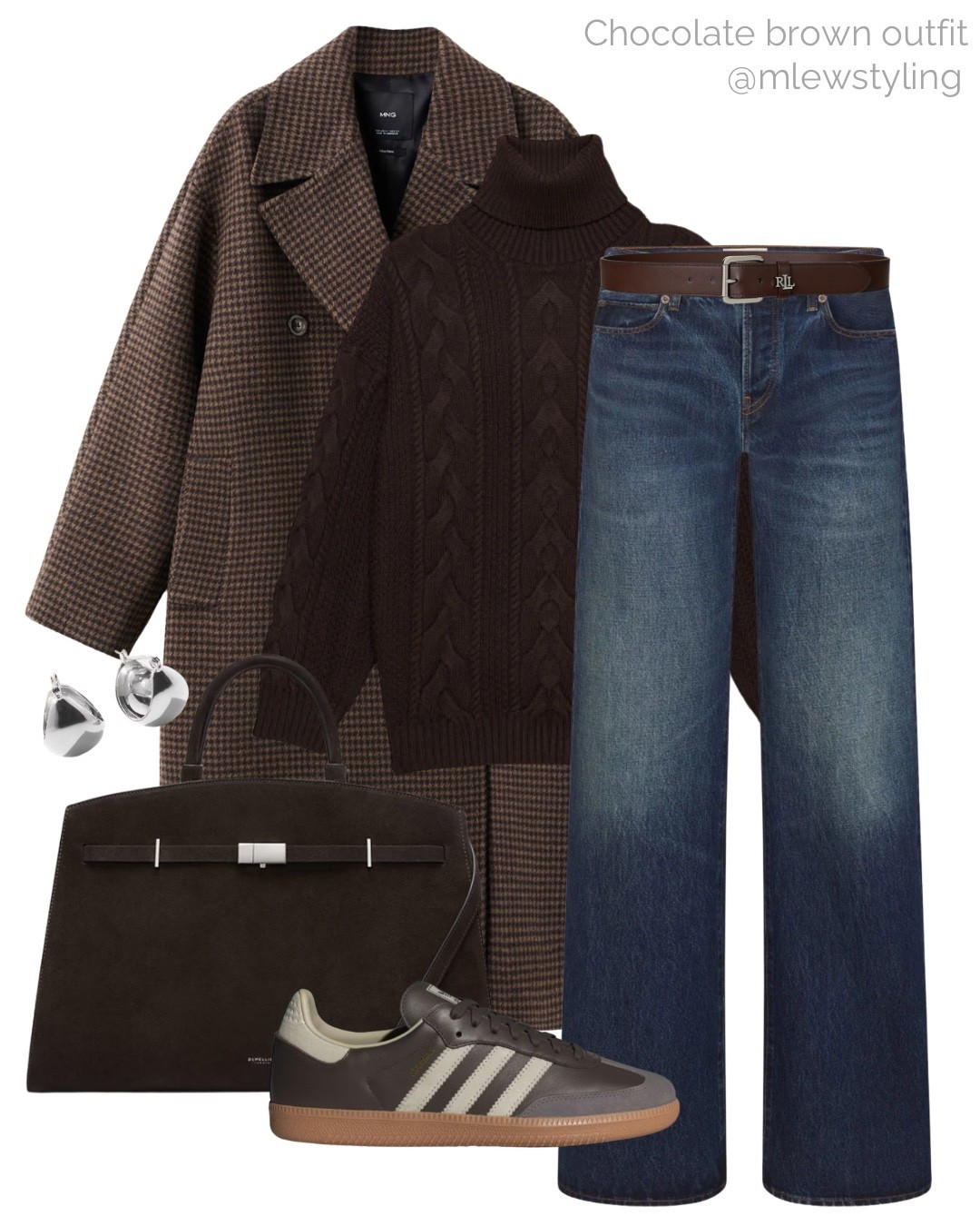 Casual office outfit with chocolate brown 🤎🍫

Tags: winter outfit, mango wool coat, aritzia cable knit turtleneck sweater, frame denim, straight leg jeans, Ralph Lauren belt, DeMellier tote bag, adidas samba sneakers, quince silver hoop earrings 

#LTKootd #LTKWorkwear #LTKSeasonal