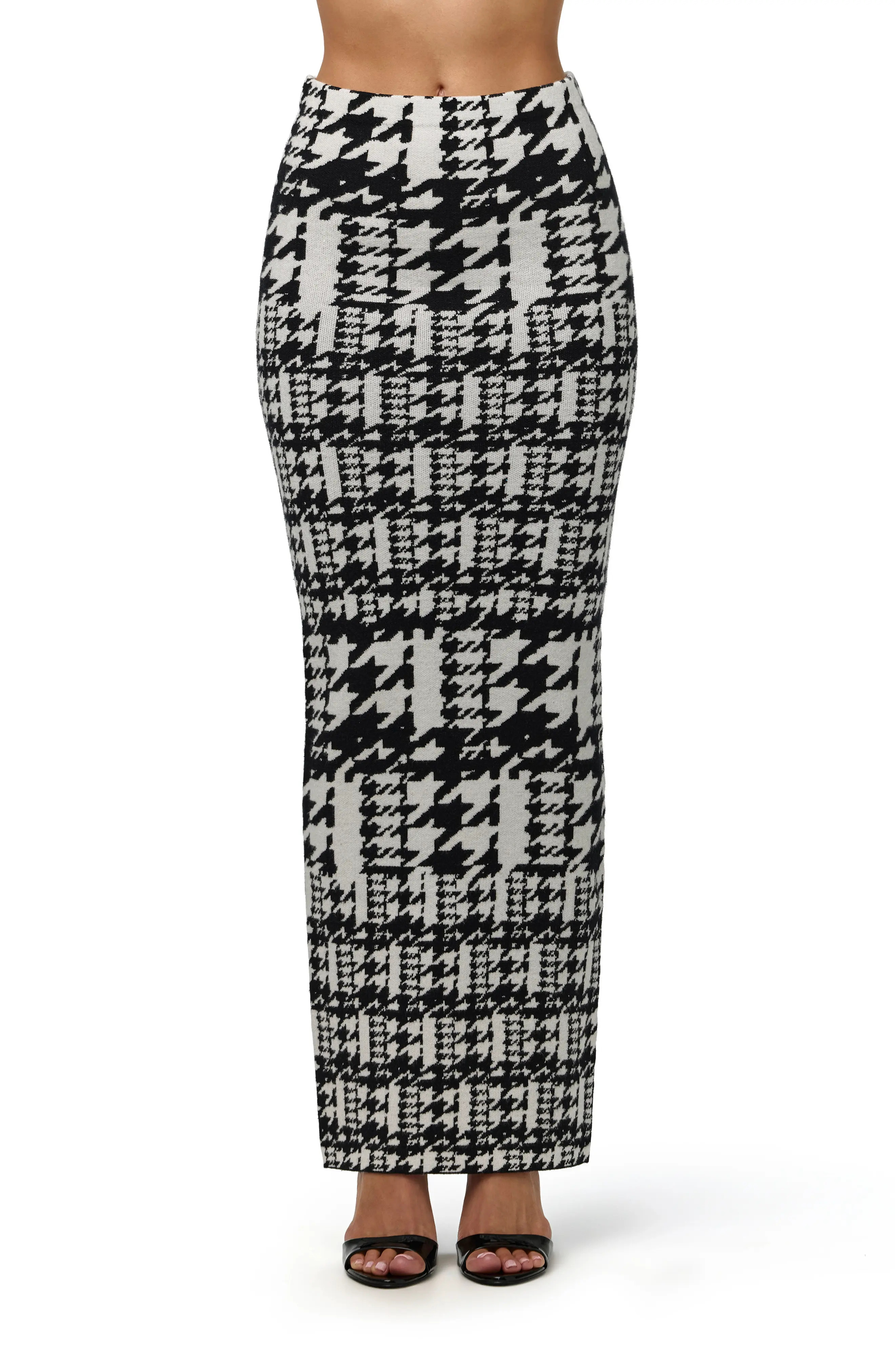 Naked Wardrobe Dual Houndstooth Maxi Skirt (Women) | Nordstrom | Nordstrom