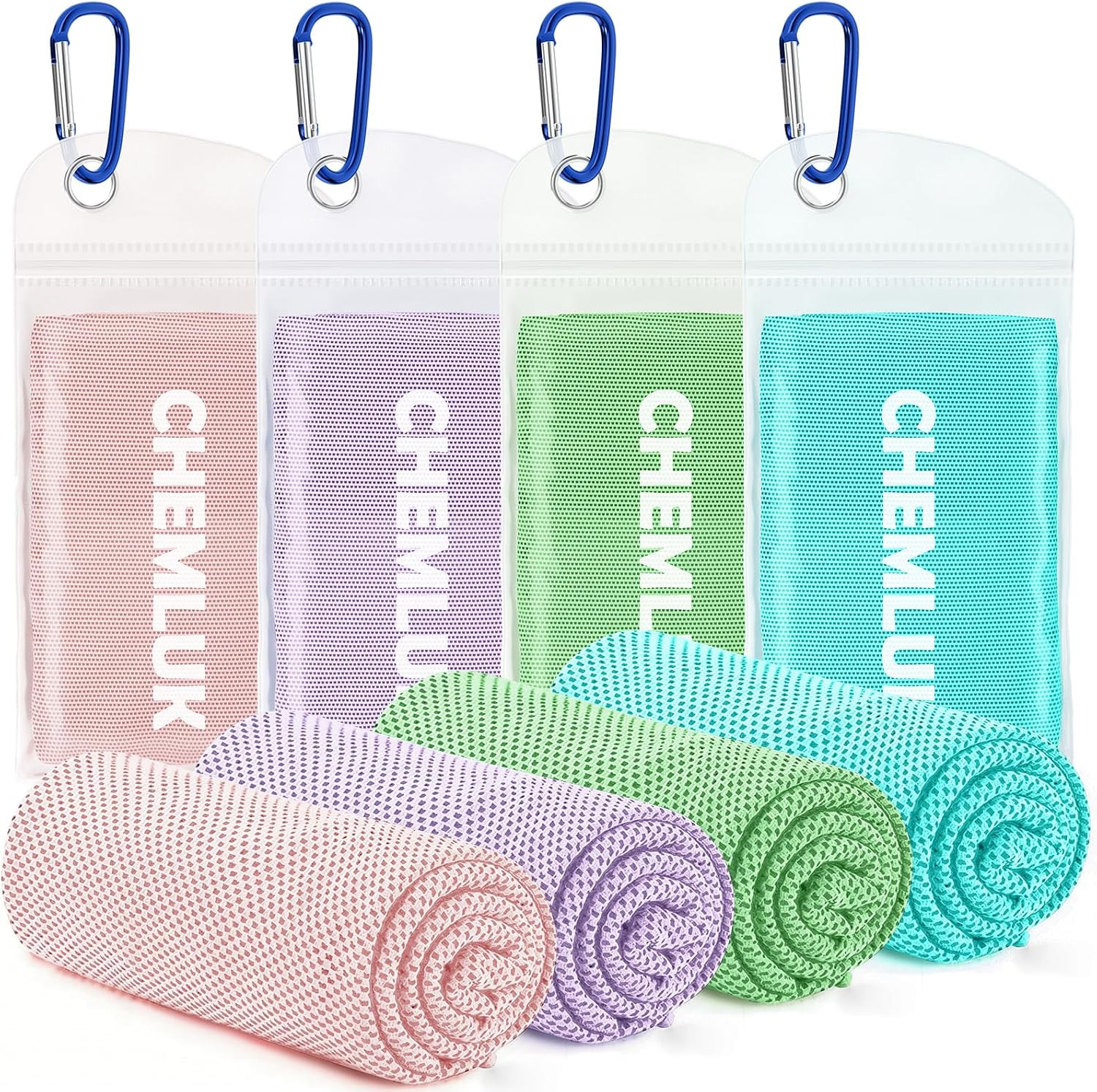 4 Packs Cooling Towels: Instant Cool Towel for Neck and Face Hot Weather UPF50 Quick Dry Microfiber Sweat Towels for Gym Workout Sports (40"x12") | Amazon (US)