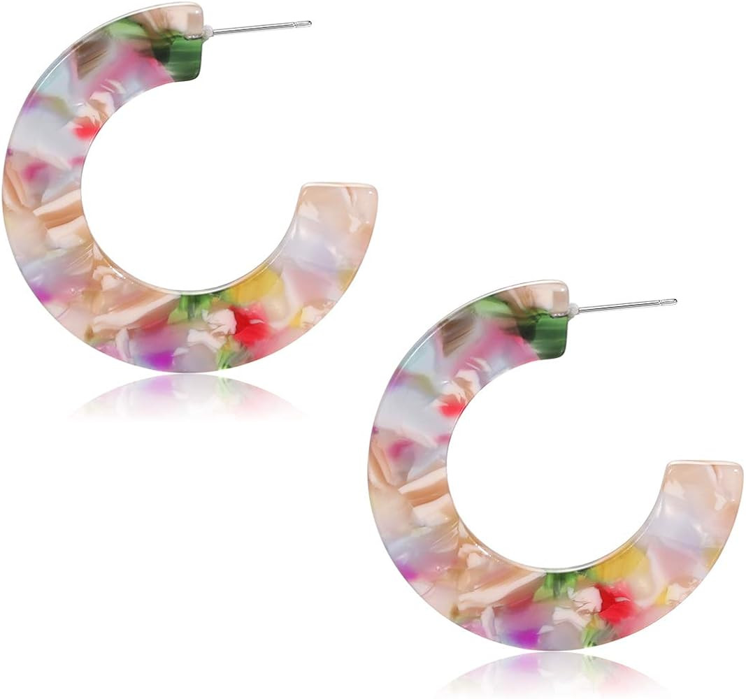 Leopard Hoop Earrings for Women Tortoise Shell Earrings Acrylic Earrings Resin Earrings | Amazon (US)