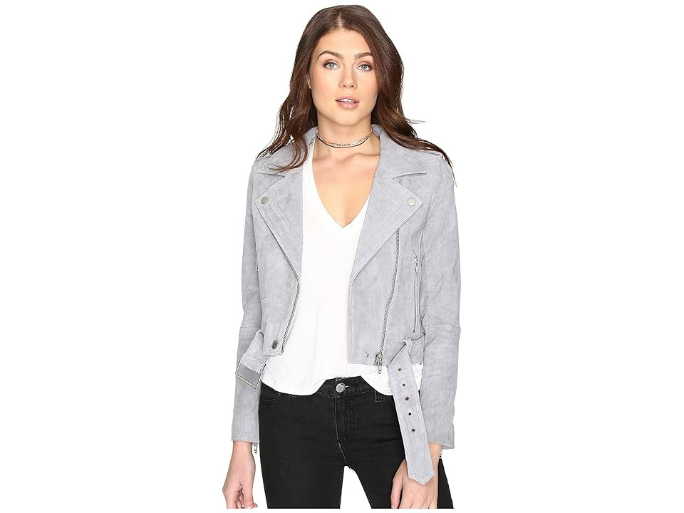 Blank NYC Grey Suede Moto Jacket in Cloud Grey (Cloud Grey) Women's Coat | Zappos