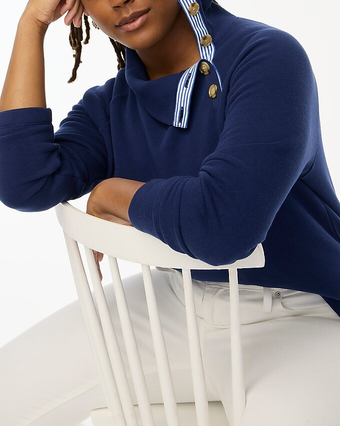 Wide button-collar pullover sweatshirt | J.Crew Factory