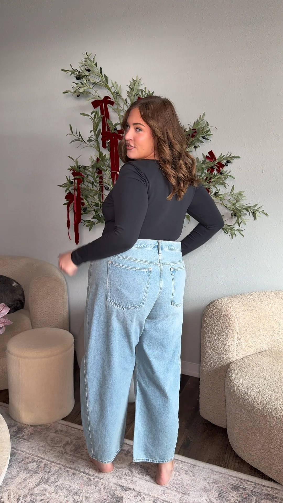 Everyone has their favorite black top and jean combo, this is mine! Wearing an XL in the bodysuit and 33 long in the jeans! 

#LTKootd #LTKMidsize