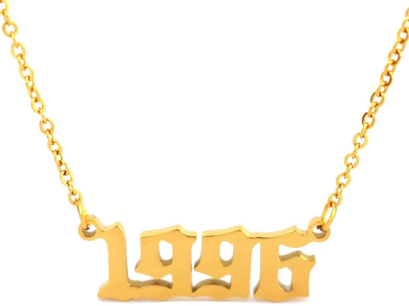 18K Gold Plated Birth Year Necklace For Women, Stainless Steel Gold Year Number Pendant Necklace Gir | Amazon (US)