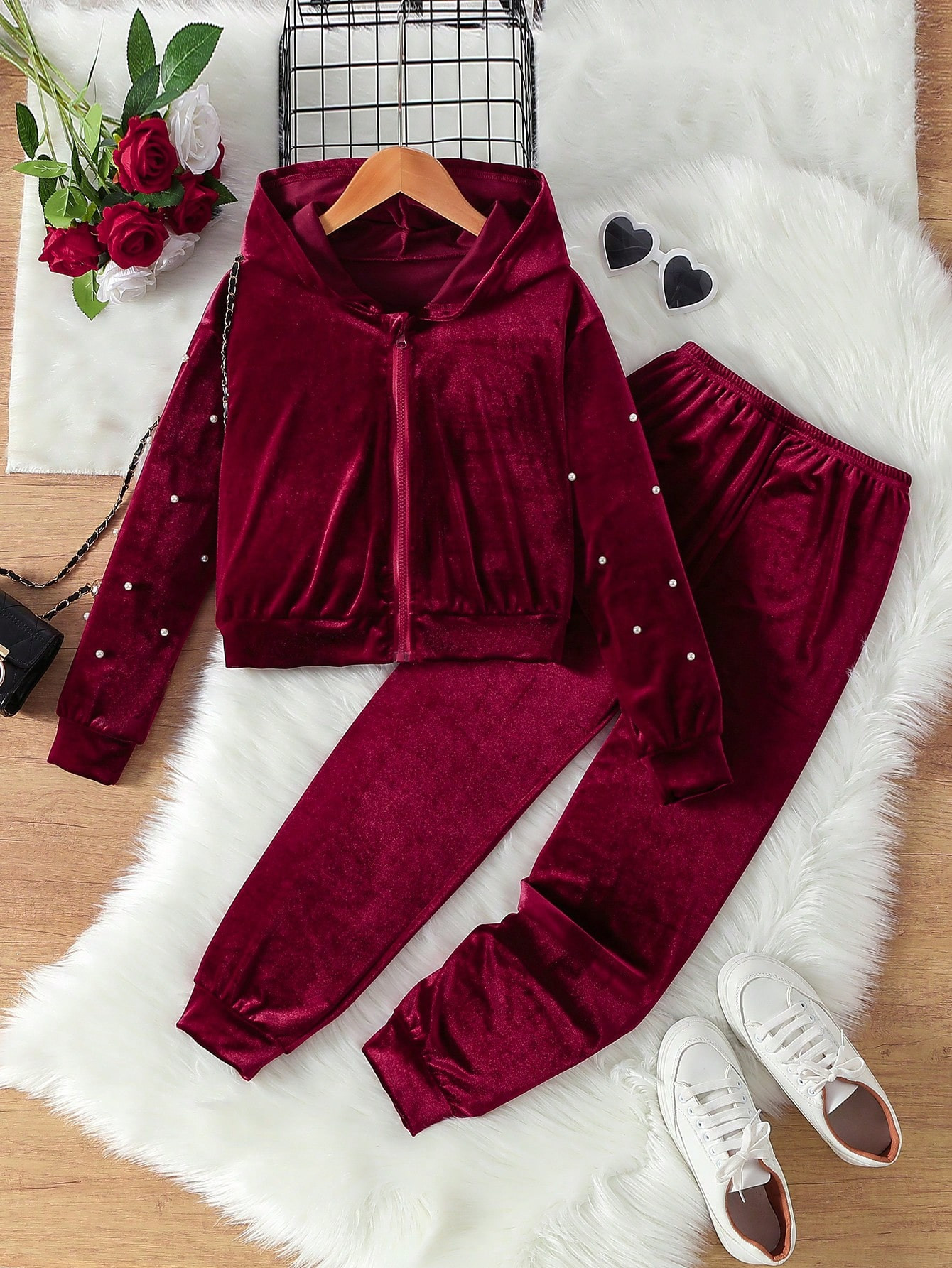 Trends2pcs/Set Tween Girls' Plain Zip-Up Hoodie And Pants Casual Outfit | SHEIN