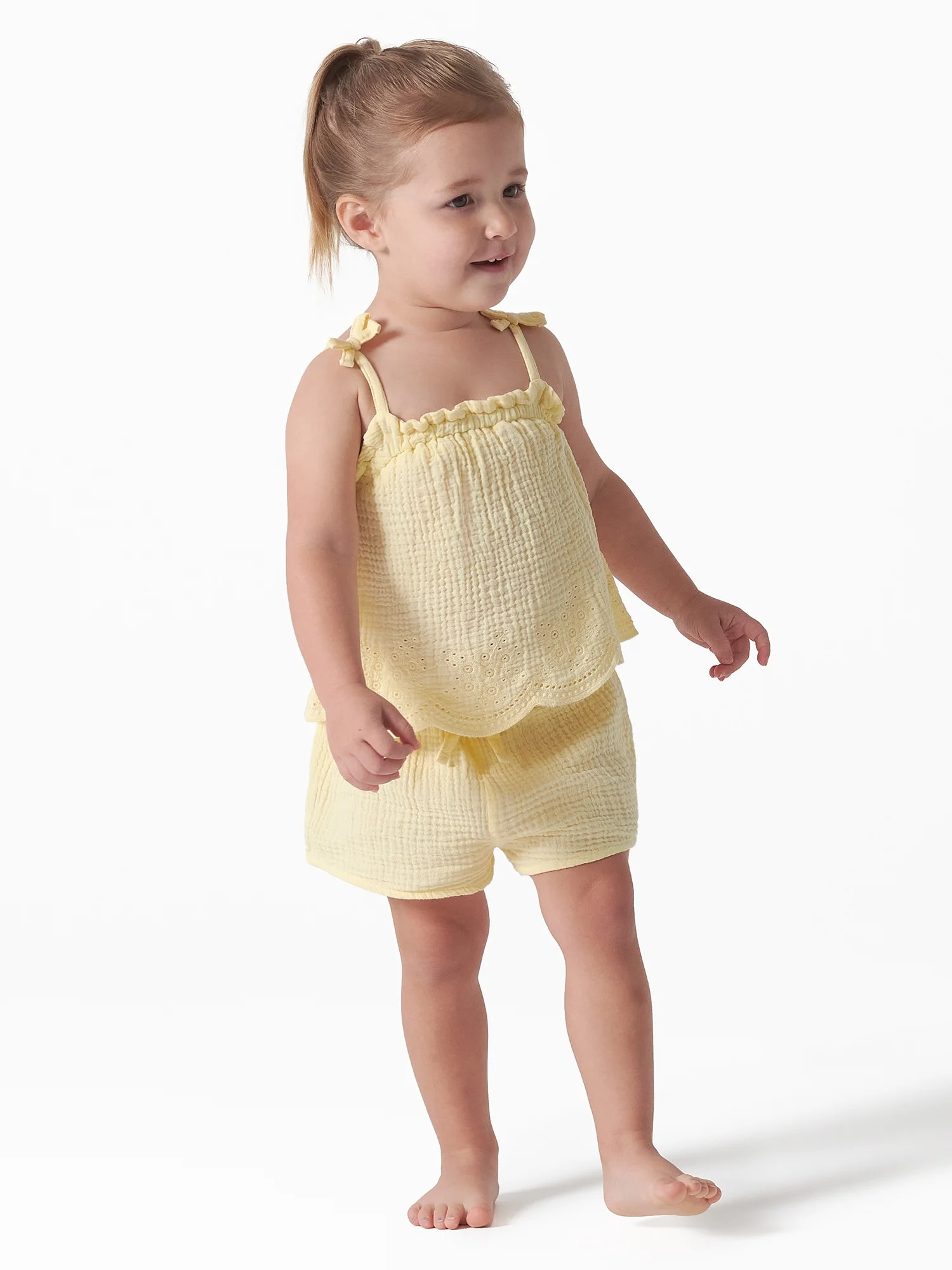 Modern Moments by Gerber Toddler Girl Eyelet Trim Gauze Top and Shorts Set, 2-Piece, Sizes 12M-5T... | Walmart (US)
