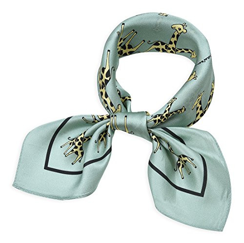 Women's Small Square 100% Real Mulberry Silk Scarfs Scarves 21" x 21" Giraffe Cambridge Blue | Amazon (US)