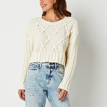 Arizona Juniors Womens Crew Neck Long Sleeve Pullover Sweater | JCPenney