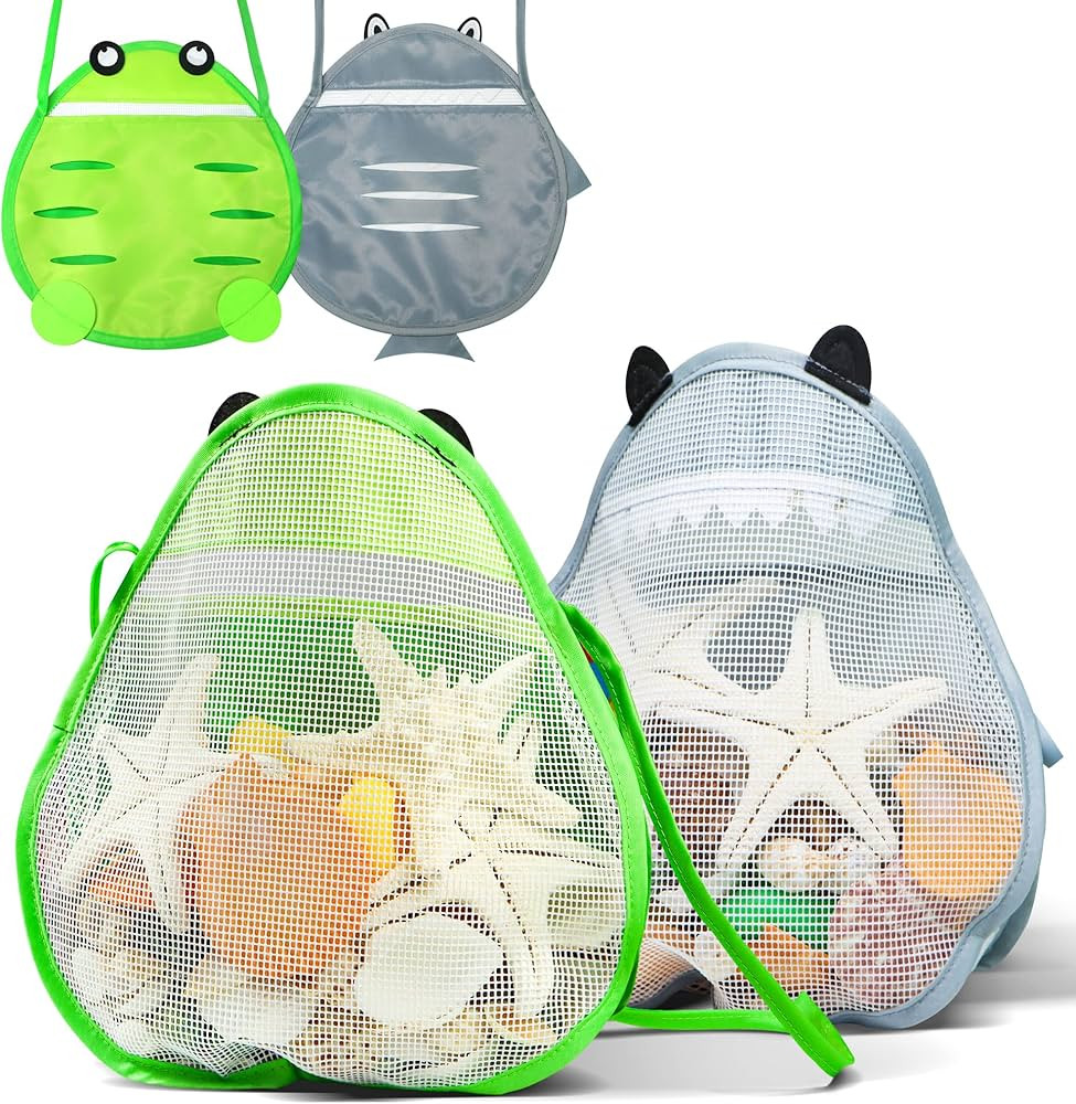 Novelty Place Sea Shell Bag for Kids, Shell Collecting Picking Up Holding Mesh Shells Bags with S... | Amazon (US)