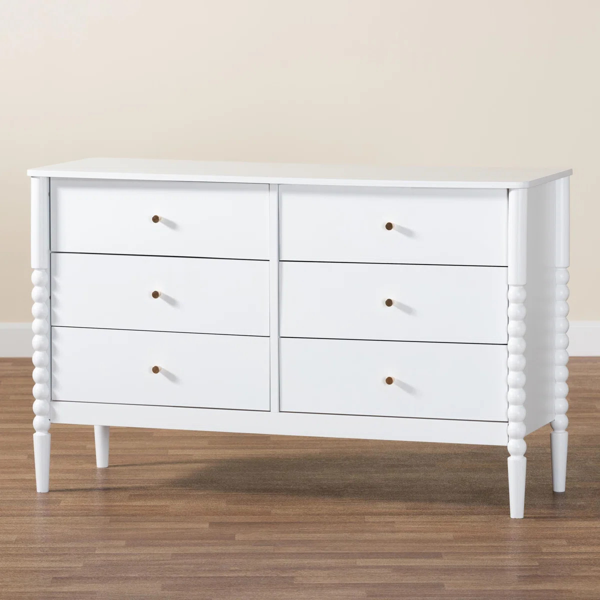 Lucera Mid-Century Bobbin Wood 6-Drawer Dresser | Wayfair North America