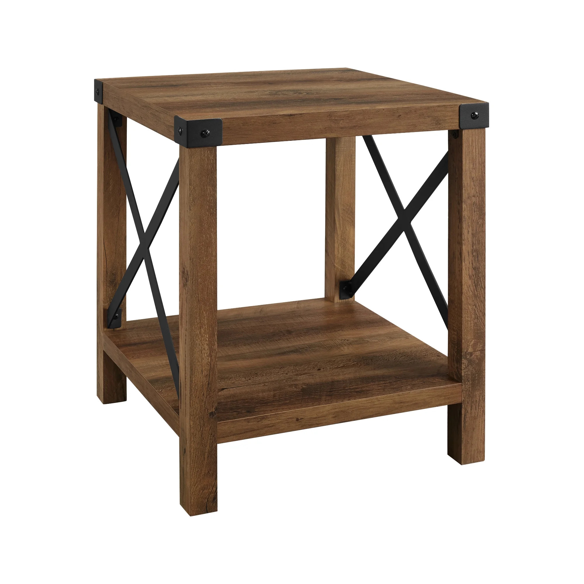 Woven Paths Magnolia Metal X End Table, Reclaimed Barnwood - Walmart.com | Walmart (US)