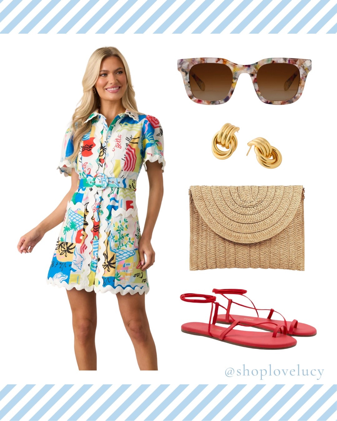 Vacation vibes in full swing! This colorful shirt dress is a sunshine-ready statement, and I’m loving how the red sandals and straw clutch pull it all together. Perfect for your next getaway or summer weekend!

@shoplovelucy
#LTKStyle #SummerOutfit #VacationLook #ColorfulStyle

#LTKStyleTip #LTKFindsUnder50 #LTKFindsUnder100
