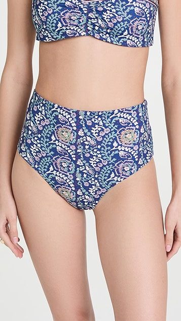 Rosita Border Print High Waisted Bikini Bottoms | Shopbop