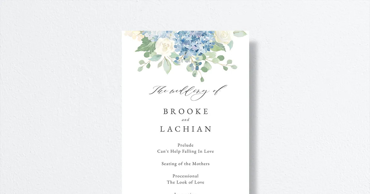 Elegant Hydrangea Wedding Programs | The Knot 