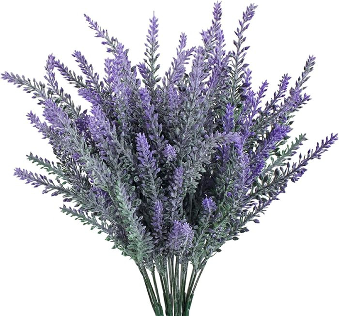 GTIDEA 4pcs Artificial Flowers Fake Lavender Faux Purple Flocked Plastic Flowers Plants for Home ... | Amazon (US)