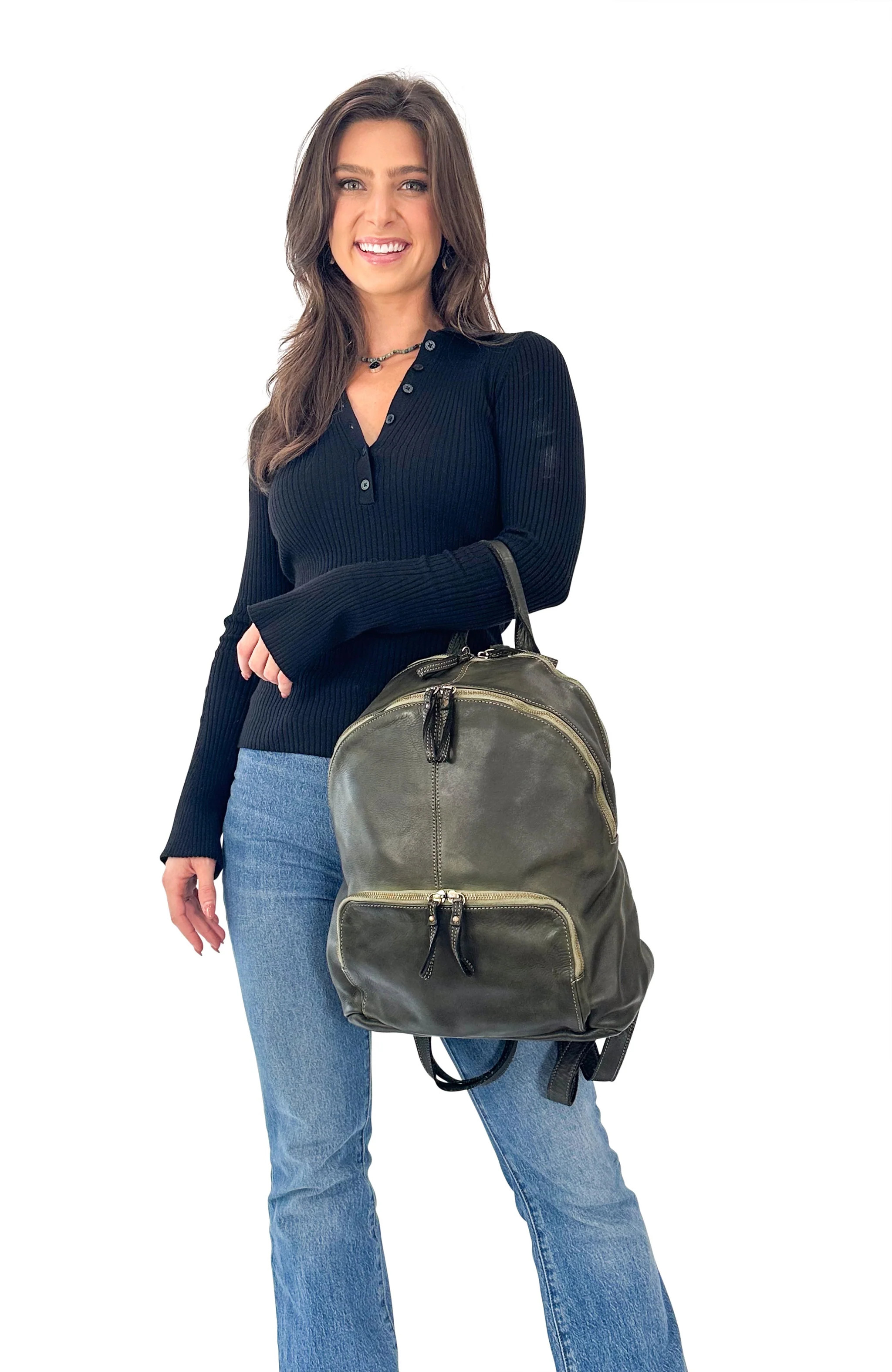 Celeste Backpack in Olive | Bolsa Nova Handbags