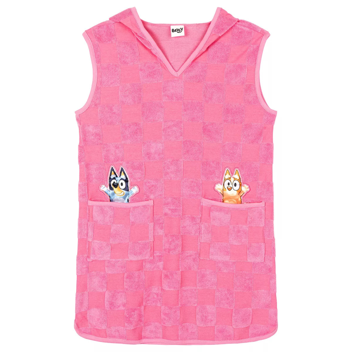 Bluey Toddler Girls Loop Terry Cloth Hooded Swim Cover Up UPF 50+ Pink 4T | Target
