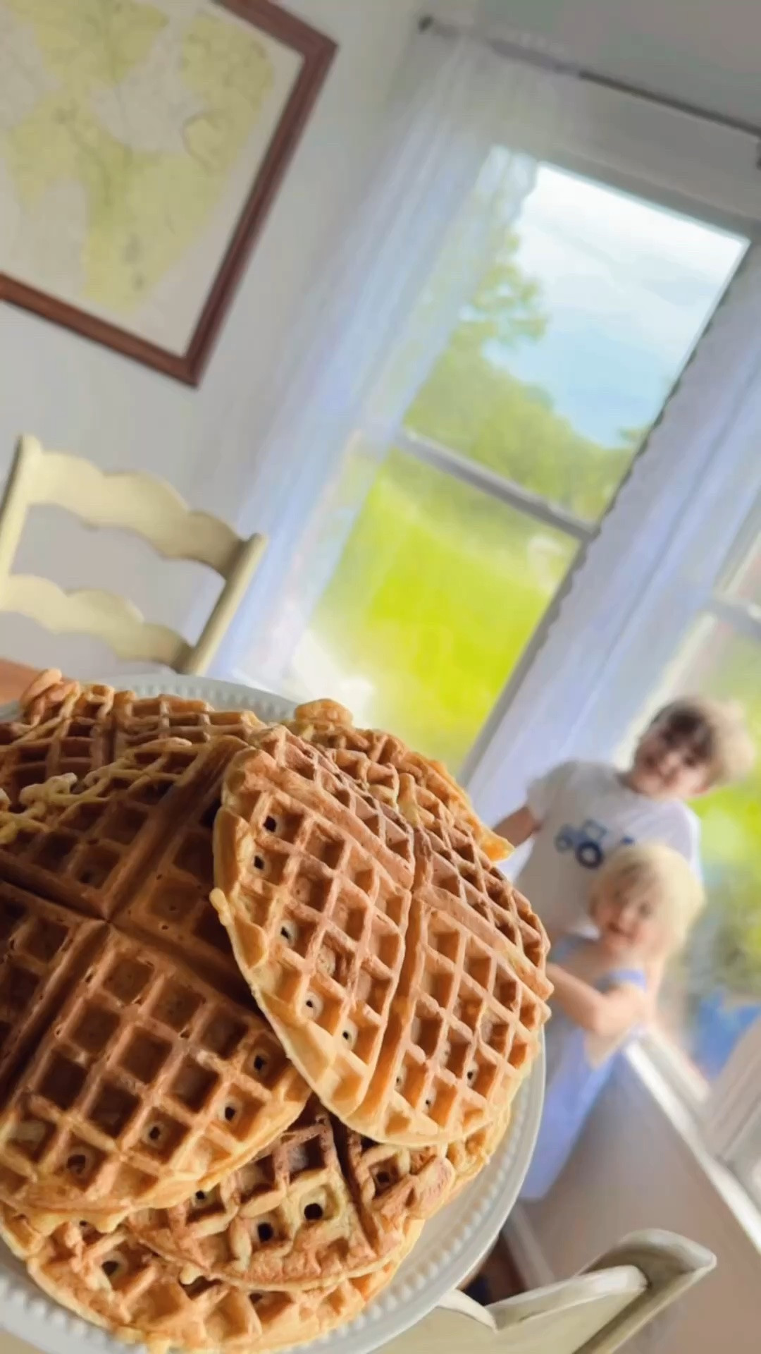A homemade sweet potato 🍠 waffles 🧇 kind of rainy ☔️ mornin’ before we headed to church!! 💒