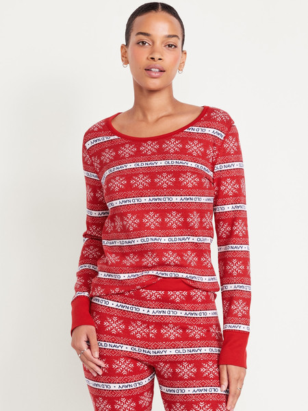 Printed Waffle Pajama Top for Women | Old Navy (US)