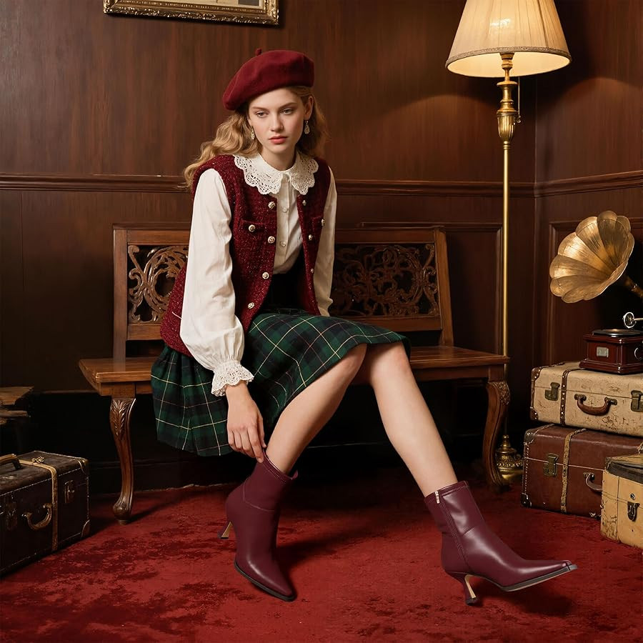 Goiphrri Women's Ankle Boots - Stiletto High Heel, Pointed Toe, Short, Side Zipper, Dress Boots -... | Amazon (US)