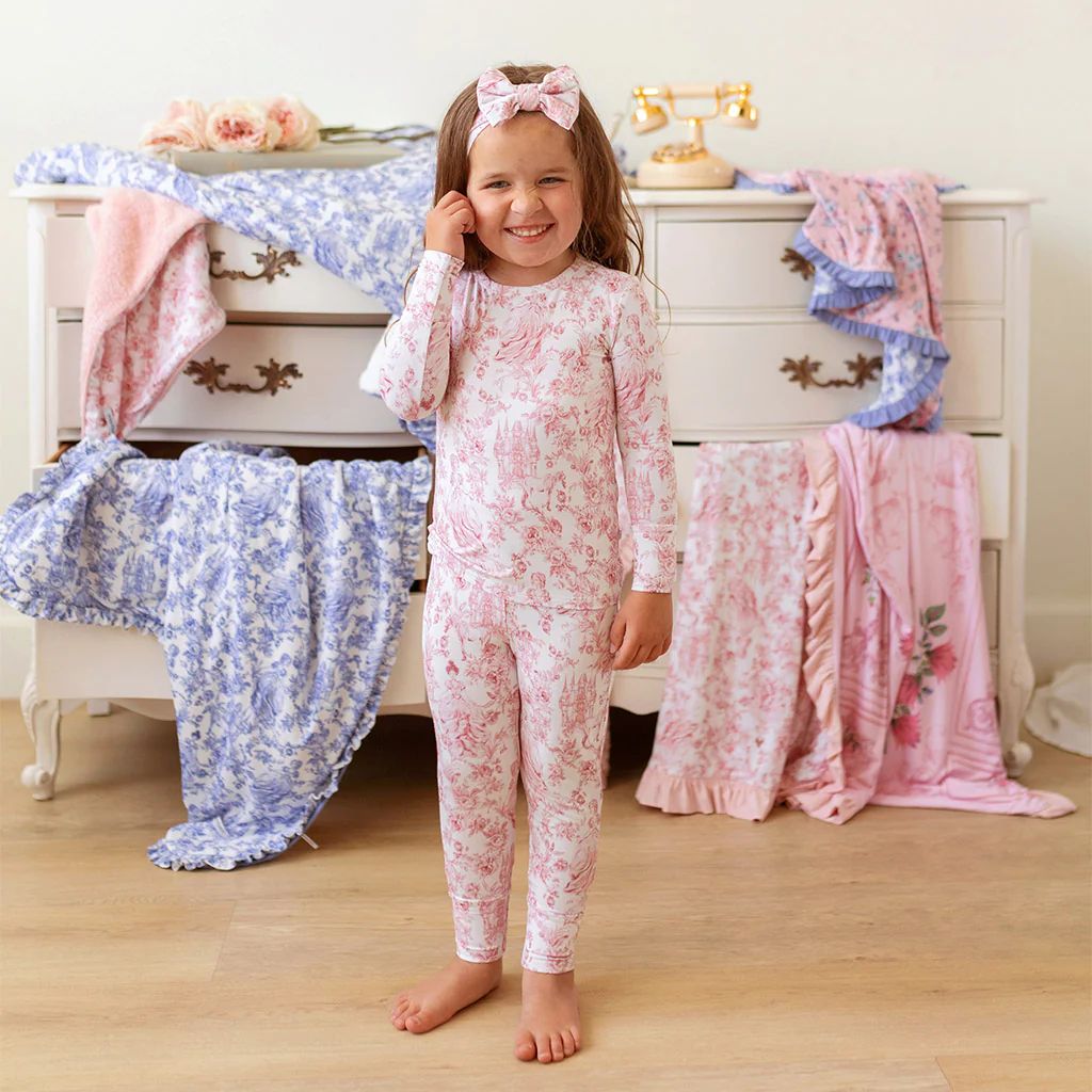 Floral White Long Sleeve Toddler Pajamas | Antoinette | Posh Peanut