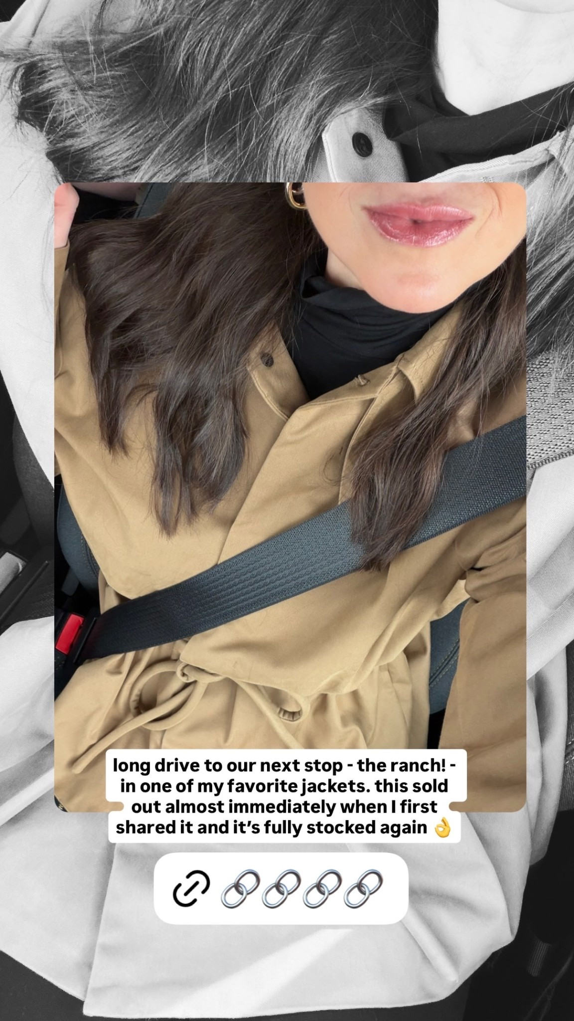 long drive to our next stop - the ranch! - in one of my favorite jackets. this sold out almost immediately when I first shared it and it’s fully stocked again 👌