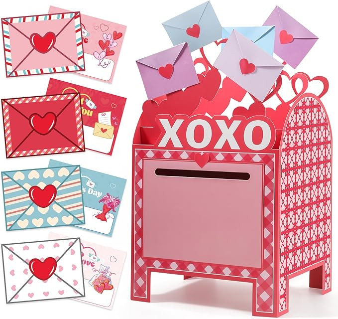 Valentines Day Boxes for Kids Classroom, 28 Pack Valentines Day Cards for Kids School with DIY He... | Amazon (US)
