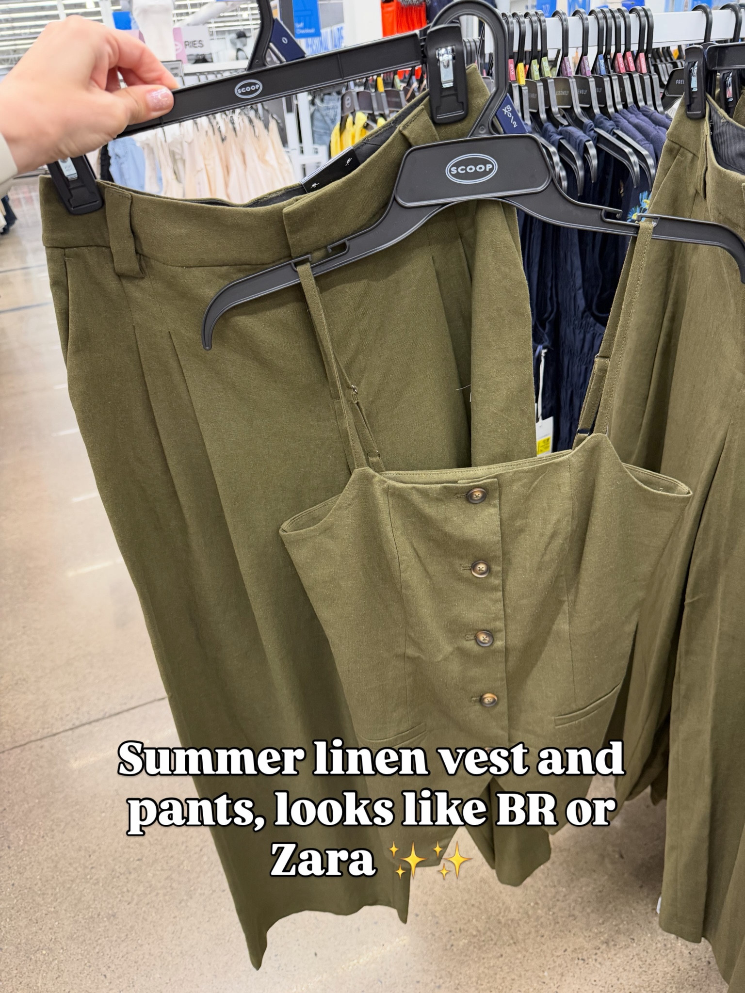 Elegant linen vest and pants, choose from olive green or a stripe ivory. #walmartfashion