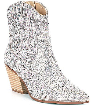 Blue by Betsey Johnson Diva Rhinestone Western Booties - 5.5 | Dillard's
