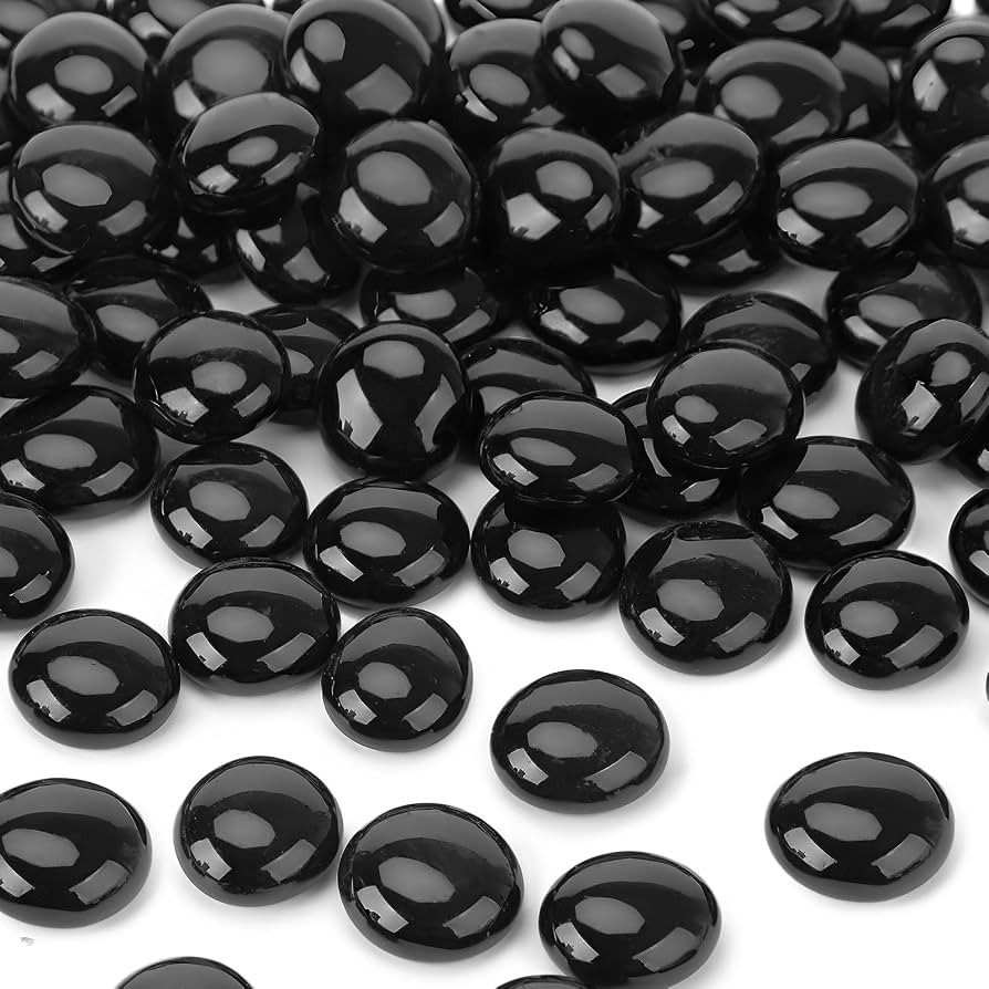 DOMESTAR 1 LB Flat Glass Marbles, Black Glass Beads Bulk Vase Fillers | Amazon (US)