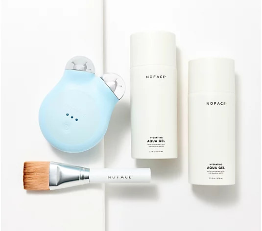 NuFACE Mini+ Facial Toning Device with Aqua Gel Duo & Brush - QVC.com | QVC
