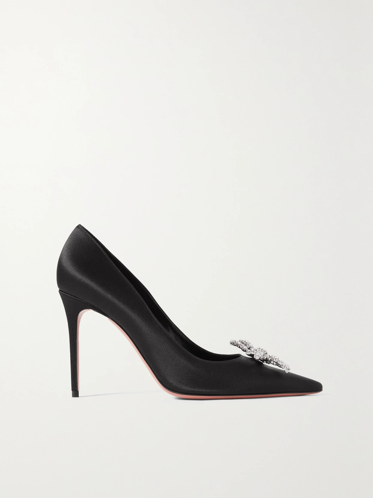 Amina Muaddi - Rosie Crystal-embellished Satin Pumps - Black | NET-A-PORTER (US)